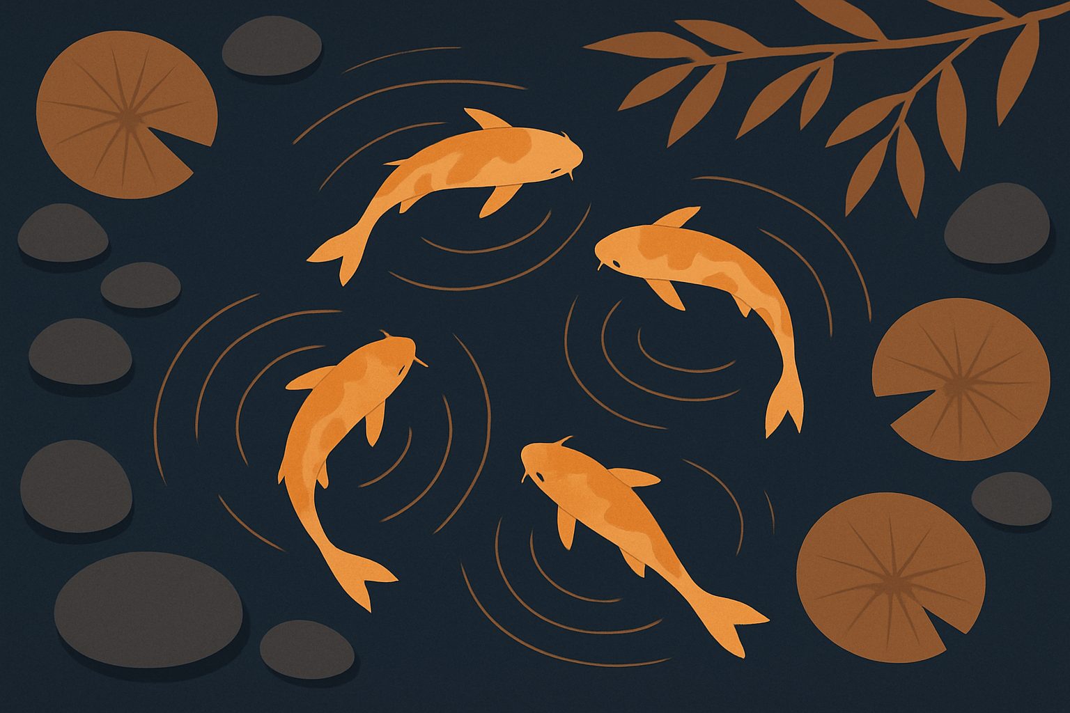 Calm koi pond illustration